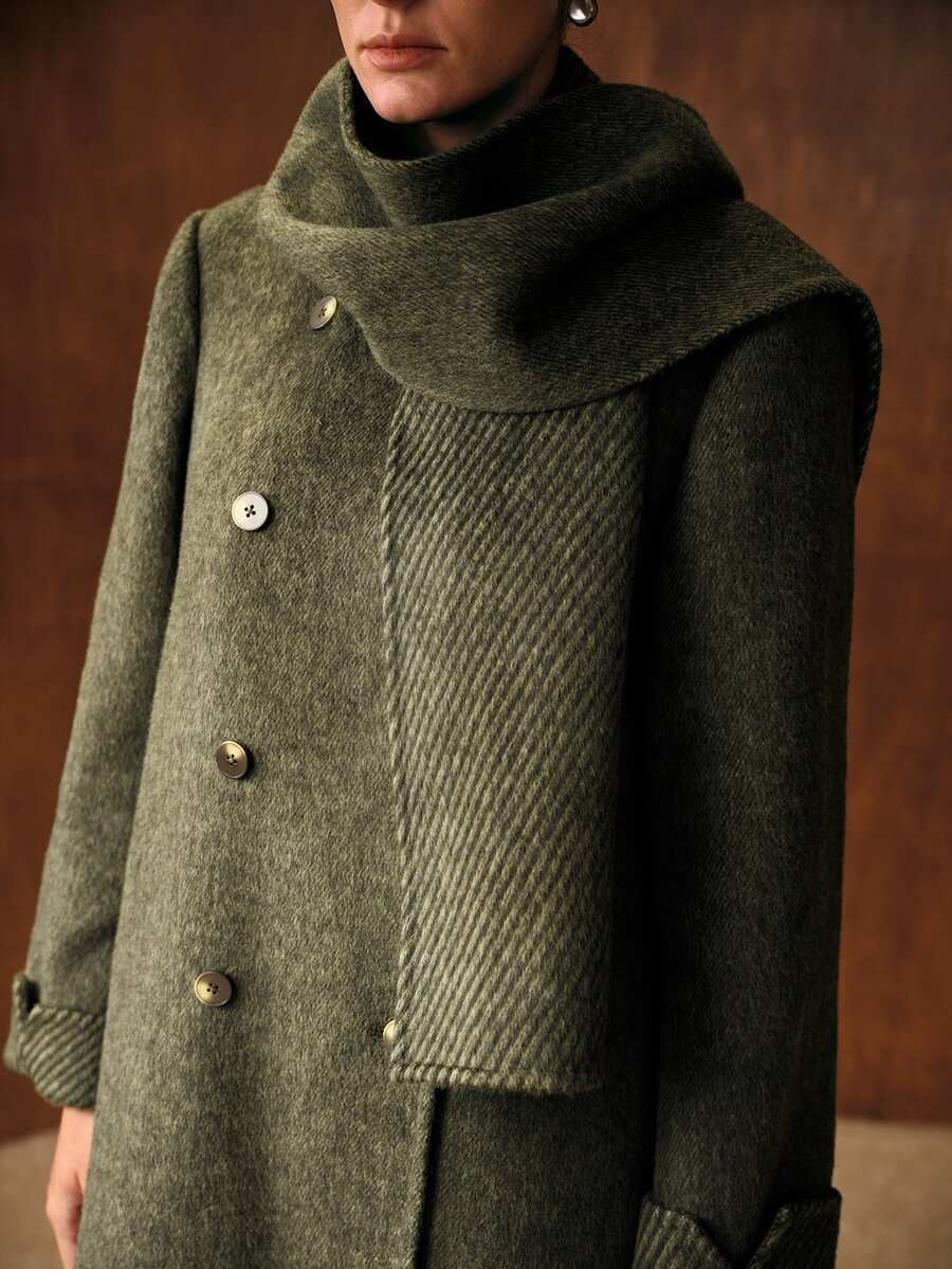 MOTF WOMEN'S AUTUMN/WINTER FASHION DOUBLE-BREASTED OVERCOAT - Dark Green - View 2