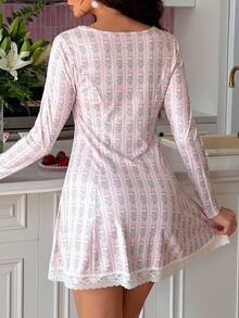 SweetSlumber Women's Floral Print Bow Decor Long Sleeve Fashion Nightgown - Multicolor - View 4