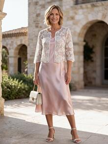 Hansera Sweet Romantic Elegant Embroidered Hollow Out Top For Middle-Aged Women Wedding Party White - White - View 4
