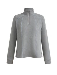 In My Nature Women's High Neck Half-Zip Solid Color Fashion Casual Outdoor Fleece Jacket For Hiking And Camping, Fall Winter - Dark Grey - View 11