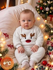 SHEIN Baby Boy & Girl Premium Christmas Plush Outfit, Suitable For Holidays And Gifts - White - View 5