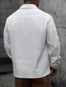 Manfinity CasualCool Men's White Long Sleeve Shirt, Suitable For Halloween, Christmas, Best Gift For New Year - White - View 2