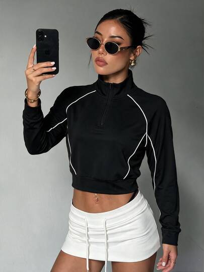 Slayform Slayform Women's Half-Zip Raglan Sleeve Sweatshirt