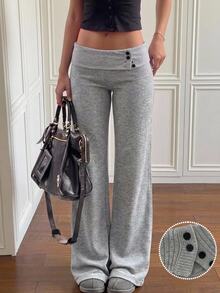 CovetEZ Women's Casual Versatile Low Waist Long Pants Lounge Gray Autumn Lounge - Grey - View 6