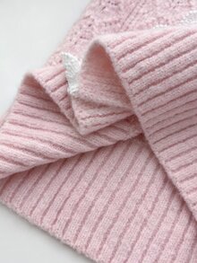 Elamini Women's Autumn/Winter Long Sleeve Fitted Lace Tie Bow Knit Sweater - Pink - View 6