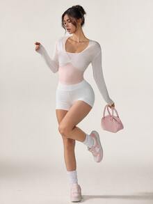 Hanevo Women's Camisole Tank Top And Cropped Long Sleeve Jacket Sports Set - Multicolor - View 7