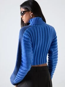 LYSMO Women's Colorblock Casual Streetwear Versatile Daily Wear Long Sleeve Sweater Going Out - Blue - View 2