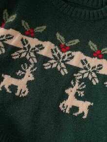 Boys Back To School Minimalist Casual Daily Knit Pullover Sweater, Autumn - Army Green - View 6