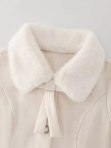 Yalmera Women's Autumn/Winter Solid Color Fur Collar Long Sleeve Single-Breasted Elegant Overcoat - Apricot - View 6