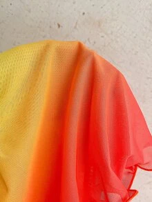 Ure Wave Women's Chic Elegant Sexy Orange And Yellow Summer Vacation Gradient Ruffled Halter Backless Top Layered Mini Shorts Set Music Festival Party Club - Multicolor - View 10