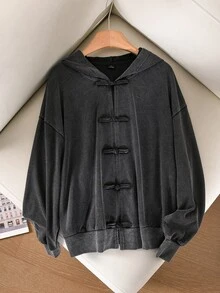 Story & Sage Women's Solid Color Casual Retro Versatile Everyday Sweatshirt Going Out Charcoal Gray Fall/Winter Casual Daily Going Out Sweatshirt For Women Fall - Black - View 4