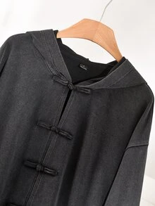 Story & Sage Women's Solid Color Casual Retro Versatile Everyday Sweatshirt Going Out Charcoal Gray Fall/Winter Casual Daily Going Out Sweatshirt For Women Fall - Black - View 3
