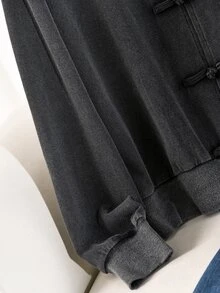 Story & Sage Women's Solid Color Casual Retro Versatile Everyday Sweatshirt Going Out Charcoal Gray Fall/Winter Casual Daily Going Out Sweatshirt For Women Fall - Black - View 5