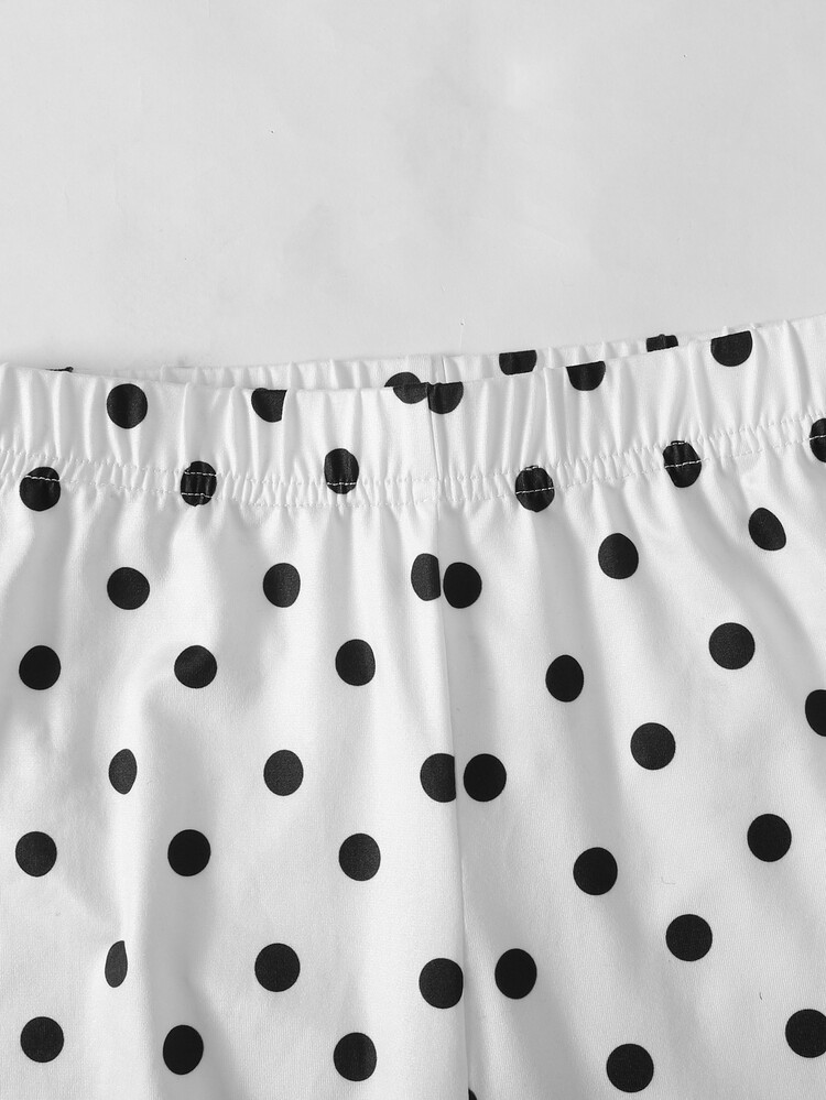 SHEIN Girlism Tween Girl Casual Cute Kids Minimalist Cartoon Pattern Long Leggings, Suitable For Autumn/Winter School White Navy Tween Girl - Black and White - View 3