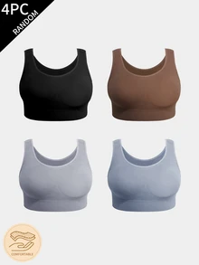 SHEIN Seamless Textured Plus Size Women's Wire-Free Bra Blind Box Style - Multicolor - View 4