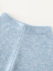 SHEIN Franclia Women's Half-High Neck Zipper Lazy Long Sleeve Sweater Set, Casual Knitted Autumn/Winter Two Pieces Set, Light Blue Loose Versatile Sweater Set - Blue - View 8