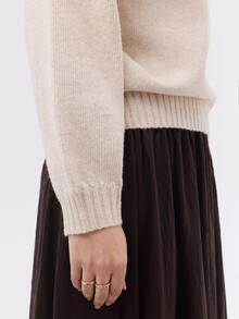 KÆRIA Hus Relaxed V-Neck Sweater - Elevated Heritage Knit - Soft Cream Marle - Cosy Winter Layering, Rib Trims - Apricot - View 6