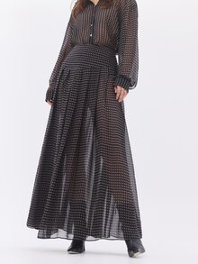 KÆRIA Hus Fluid Maxi Co-Ord Skirt - Sheer Chiffon - Black Paisley - Elegant, Occasionwear, Layering - Blue - View 5