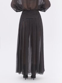 KÆRIA Hus Fluid Maxi Co-Ord Skirt - Sheer Chiffon - Black Paisley - Elegant, Occasionwear, Layering - Blue - View 2