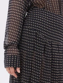 KÆRIA Hus Fluid Maxi Co-Ord Skirt - Sheer Chiffon - Black Paisley - Elegant, Occasionwear, Layering - Blue - View 7