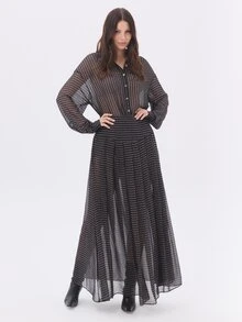KÆRIA Hus Fluid Maxi Co-Ord Skirt - Sheer Chiffon - Black Paisley - Elegant, Occasionwear, Layering - Blue - View 6