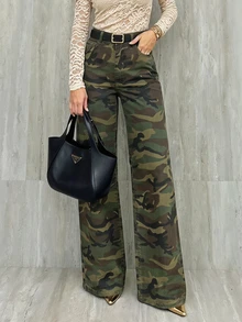 Breezaya Women's Fashion Versatile Casual Pocketed Zipper Straight-Leg Jeans Everyday Coffee Brown Summer - Army Green - View 10