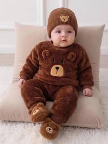 SHEIN Baby Boy Round Neck Long Sleeve Autumn Winter Top And Long Pants Casual Daily Pajama Set - Multicolor - View 2