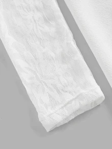 SHEIN Tween Girl Tween Girls White Lace Patchwork Dress, Comfortable Soft Casual Versatile Fashion Elegant Formal Occasion - White - View 5