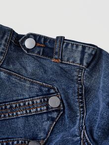 Slaydiva Plus Size Women's Double-Breasted Casual Versatile Daily Denim Jacket - Blue - View 10