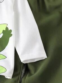 SHEIN Infant Boy Cute Cartoon Crocodile Print Long Sleeve Top And Pants 2-Piece Set, Suitable For All Seasons, Casual Wear Without Bags - White - View 5