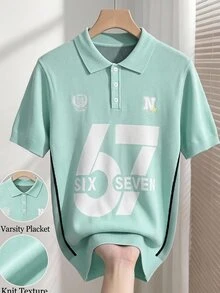 Manfinity CasualKnits Men's Letter & Number Pattern Casual Daily Knit Top - Multicolor - View 1