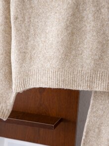 SHEIN Teen Girls Lace Trim Peter Pan Collar Knitted 2 Pieces Set, Soft Solid Color Loose Sweater With Knitted Wide Leg Pants, Fashion Casual Outfit - Khaki - View 4