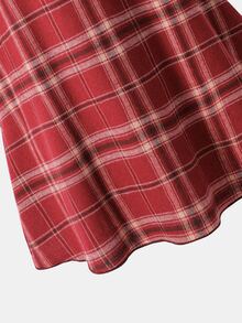SHEIN Tween Girl Sweet Bow Decor Plaid Dress - Red - View 6