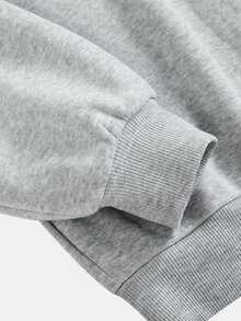 SHEIN Teen Girl Teen Girls Grey Basic Thermal Lined Hooded Zip Up Drop Shoulder Oversized Sweatshirt Sweatshirt Jacket Casual Daily Fall Winter - Grey - View 3