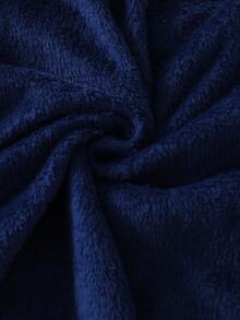 Autumn/Winter Boys Navy Blue Flannel Long Sleeve Robe, Thickened Thermal Lining, Classic Basic Style, Parent-Child Matching Brother Outfit - Navy Blue - View 4