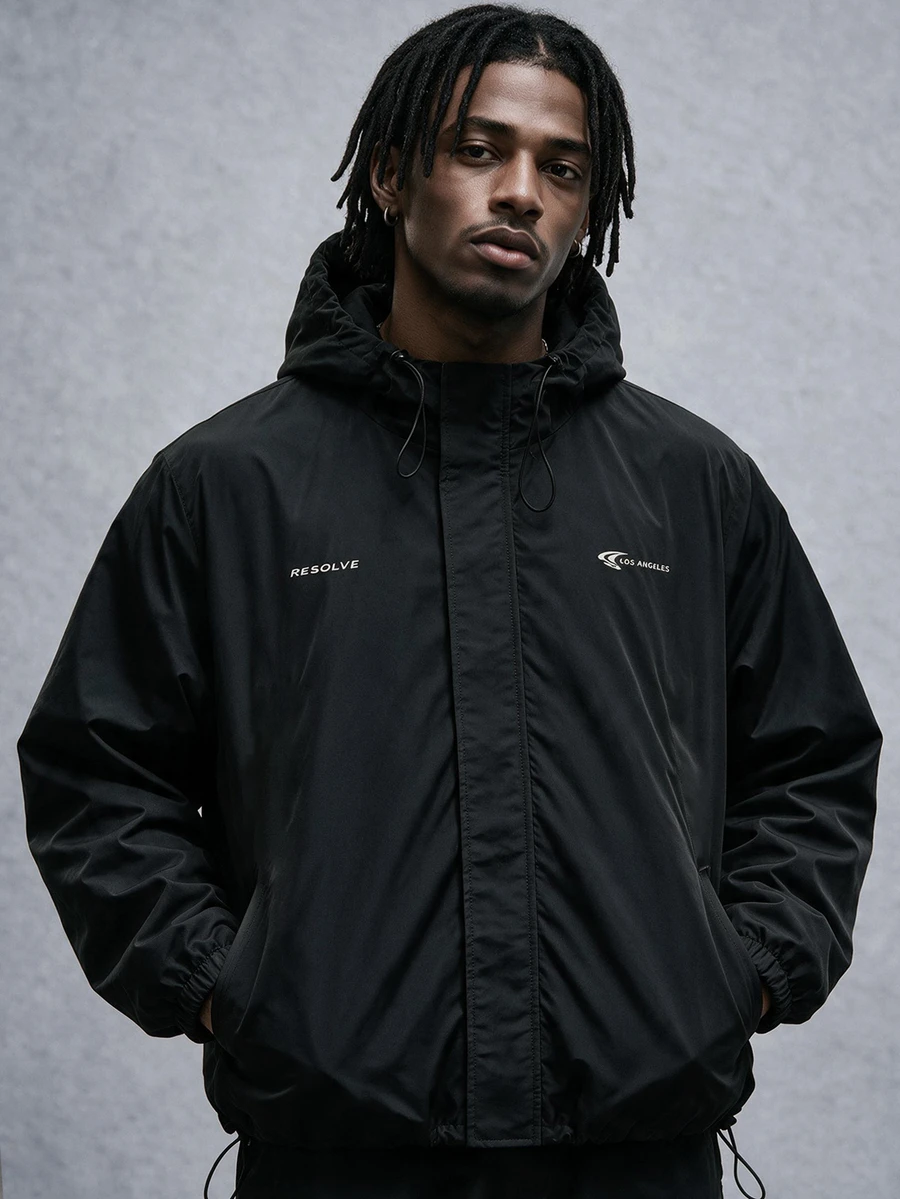 AXEPEAK Men's Casual Hooded Long Sleeve Jacket For Daily Wear - Black - View 1