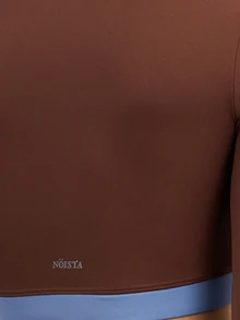 Nöista Brown Cropped Activewear Top With A Wrap V-Neck And Long Sleeves. Sporty Chic Style, Perfect For Gym, Fitness And Fall Winter Workouts. - Brown - View 10