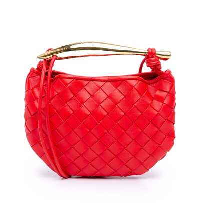  Authenticated Bottega Veneta PRE-OWNED Baby Lamb-Skin Intrecciato Sardine Bag