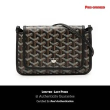 Authenticated Goyard PRE-OWNED Goyardine Plumet Pocket Wallet Bag - màu đen - Xem 1