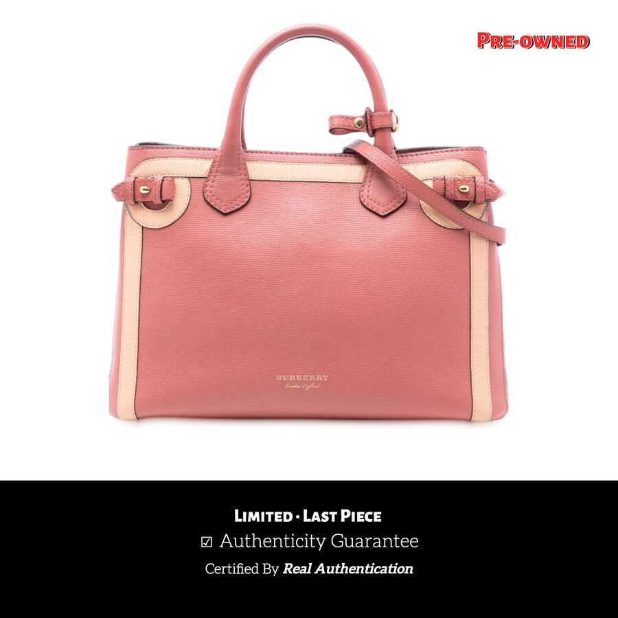 Authenticated Burberry PRE-OWNED Medium Bicolor Leather And House Check Banner Satchel Bag - Hồng - Xem 1