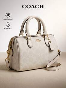 Coach Signature Canvas Women's Crossbody Bag Black Adjustable Strap Zip Top Signature Detail CW329IMXU5 Back To School Work Commute Fall Fashion - White Chalk - View 1
