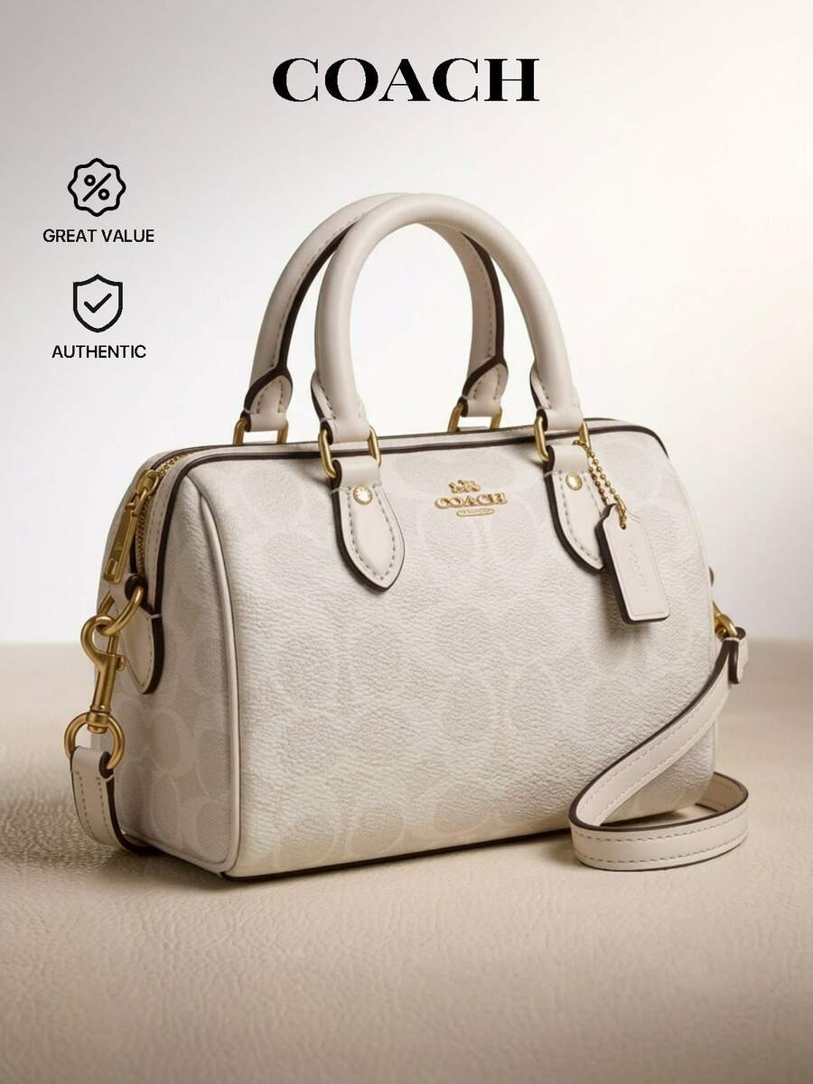 Coach Signature Canvas Women's Crossbody Bag Black Adjustable Strap Zip Top Signature Detail CW329IMXU5 Back To School Work Commute Fall Fashion - White Chalk - View 1