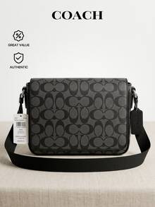 Coach Signature Canvas Women's Crossbody Bag Black Lightweight Zip Closure Signature Detail CDZ95SVYZK Back To School Daily Essential Fall Fashion - Black - View 1