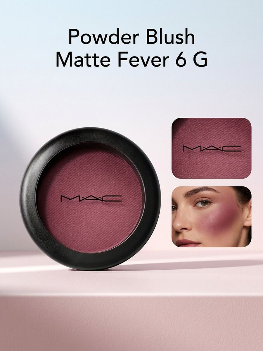 MAC Powder Blush Matte Fever 6 G – Deep Berry Plum Tone, Highly Pigmented For Bold Look, Smooth Finish, Long-Wearing Face Makeup, Ideal For Professional Beauty Enthusiasts, Perfect For Cheek Contouring And Daily Glow - Fever - View 1
