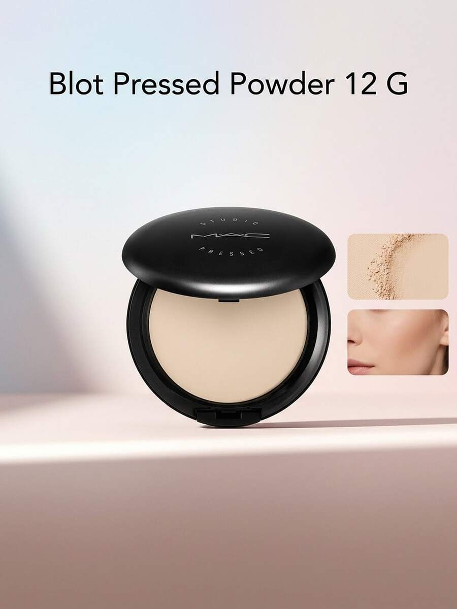 MAC Blot Pressed Powder 12 G – Oil-Control Shine Reduction, Matte Finish For Oily Skin, Makeup Setting And Touch-Ups, Lightweight Sheer Coverage, Professional Face Finish, Includes Mirror And Puff For On-The-Go Use - Medium - View 1