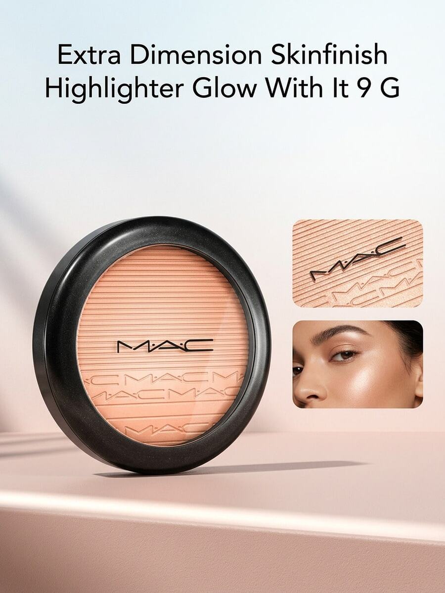 MAC Extra Dimension Skinfinish Highlighter Glow With It 9 G – Highlighter, Luminous Finish, For Makeup Enthusiasts, Peachy Tan, Prismatic Pigments, Suitable For Daily Makeup Routine - Glow With It - View 1