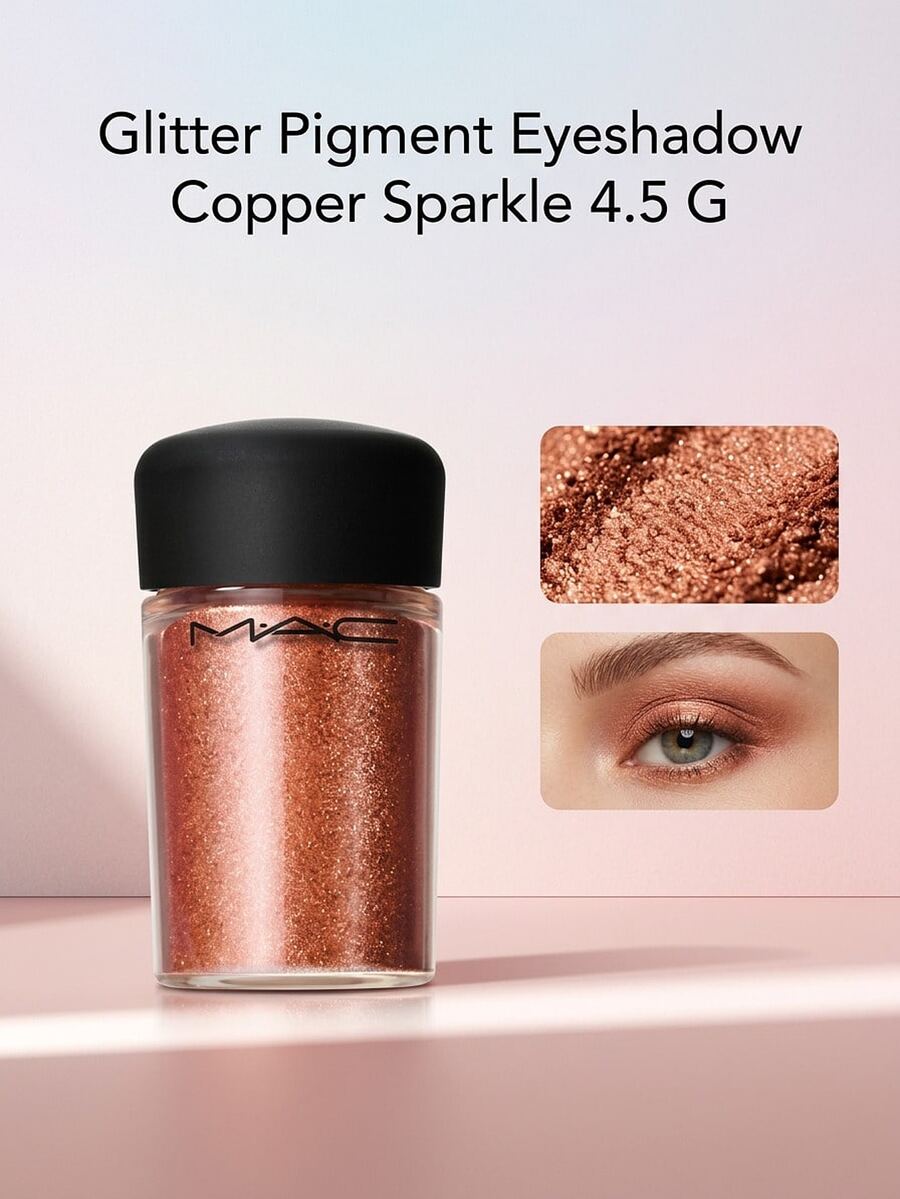 MAC Glitter Pigment Eyeshadow Copper Sparkle 4.5 G – Eyeshadow, High-Shine, For Makeup Artists, Copper, Suitable For Evening Parties - Copper Sparkle - View 1