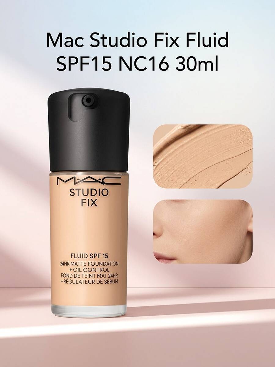 Mac Studio Fix Fluid SPF15 NC16 30ml – Foundation, 24-Hour Wear, For Oily Skin, NC16, SPF 15, Suitable For Daily Makeup Routine - NC16 - View 1