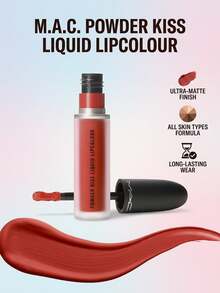 MAC POWDER KISS LIQUID LIPCOLOUR - DEVOTED TO CHILI, 5ml – Liquid Lipstick, Matte Finish, For Women, Brick Red, Suitable For Daily Makeup - Devoted To Chili - View 2