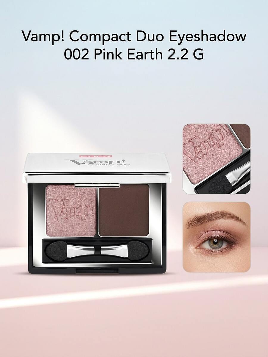 Pupa Vamp! Compact Duo Eyeshadow 002 Pink Earth 2.2 G – Eyeshadow, Long-Lasting, For Women, Pink, Suitable For Daily Makeup - 002 Pink Earth - View 1